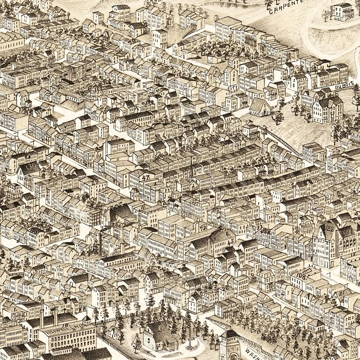 Restored historic details from the 1900 city map of Newburgh, New York