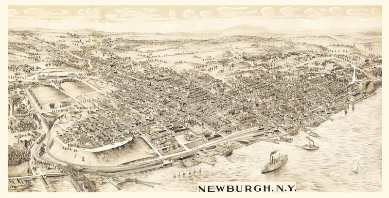 Size comparison using Vintage Map of Newburgh, New York 1900