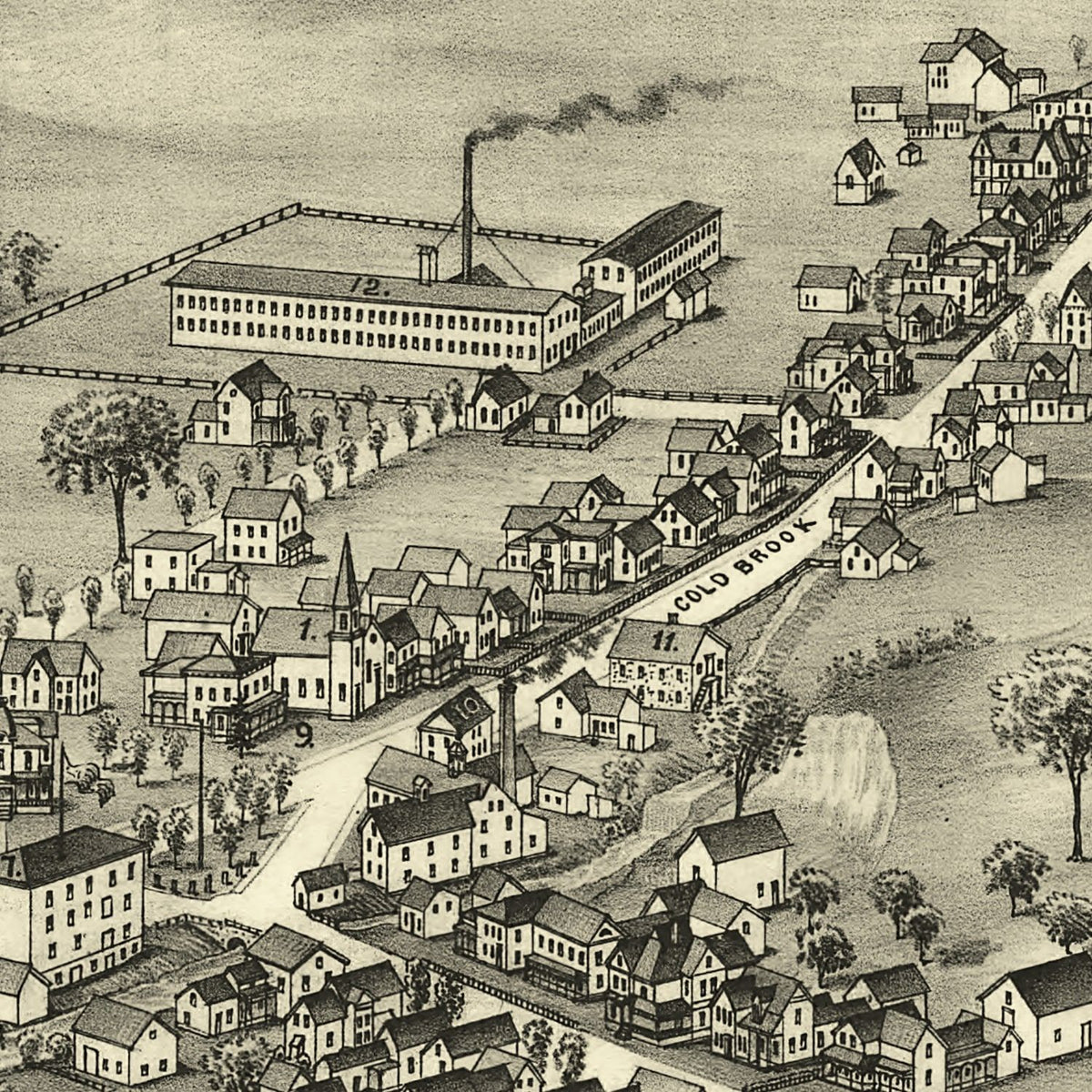Restored historic details from the 1890 city map of Poland, New York