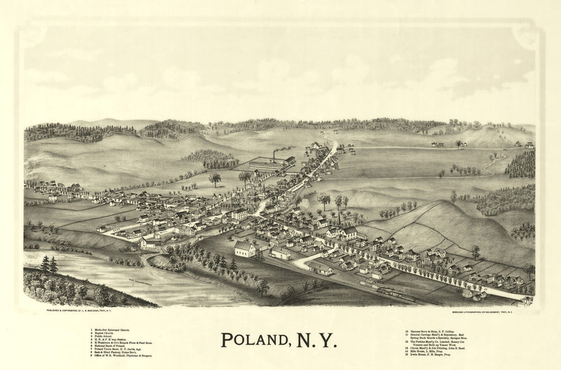 Size comparison using Vintage Map of Poland, New York 1890
