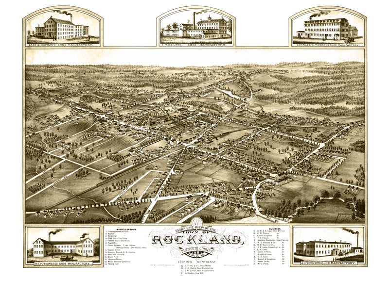Size comparison using Vintage Map of Rockland, Massachusetts 1881