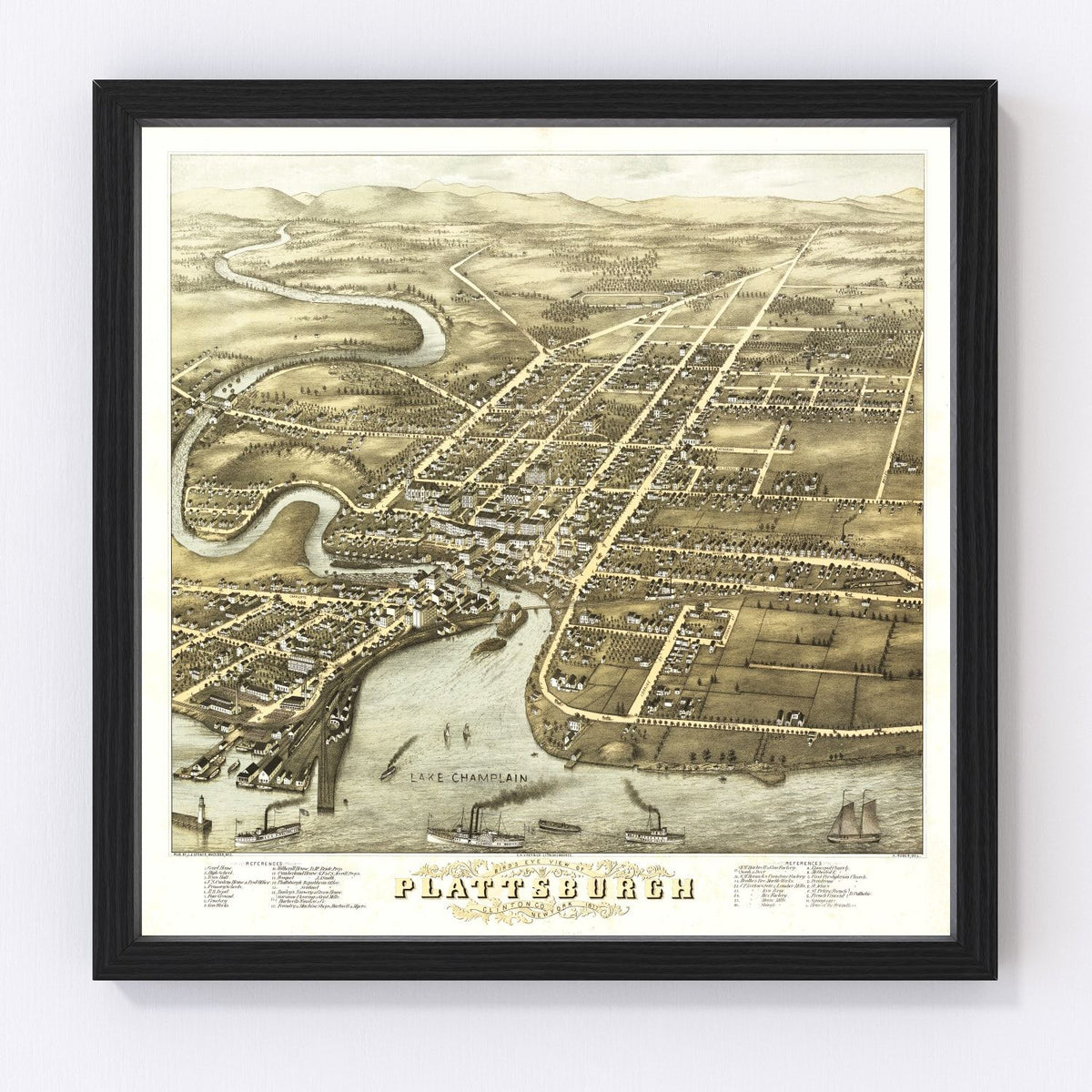 Plattsburgh Vintage Map 1877