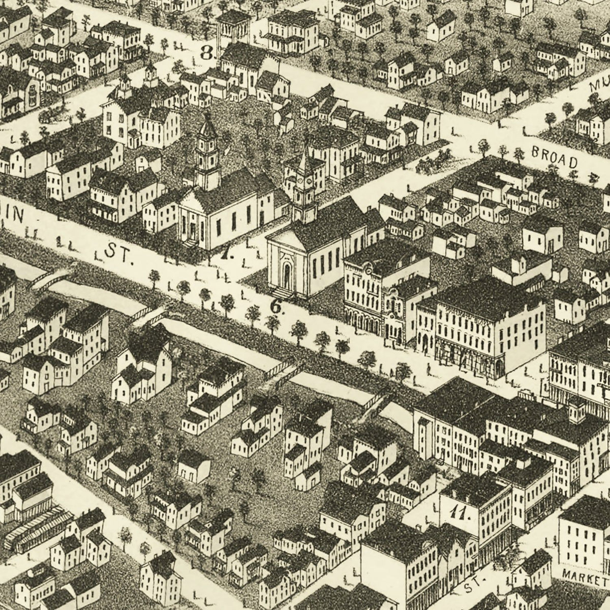 Restored historic details from the 1874 city map of Oneida, New York