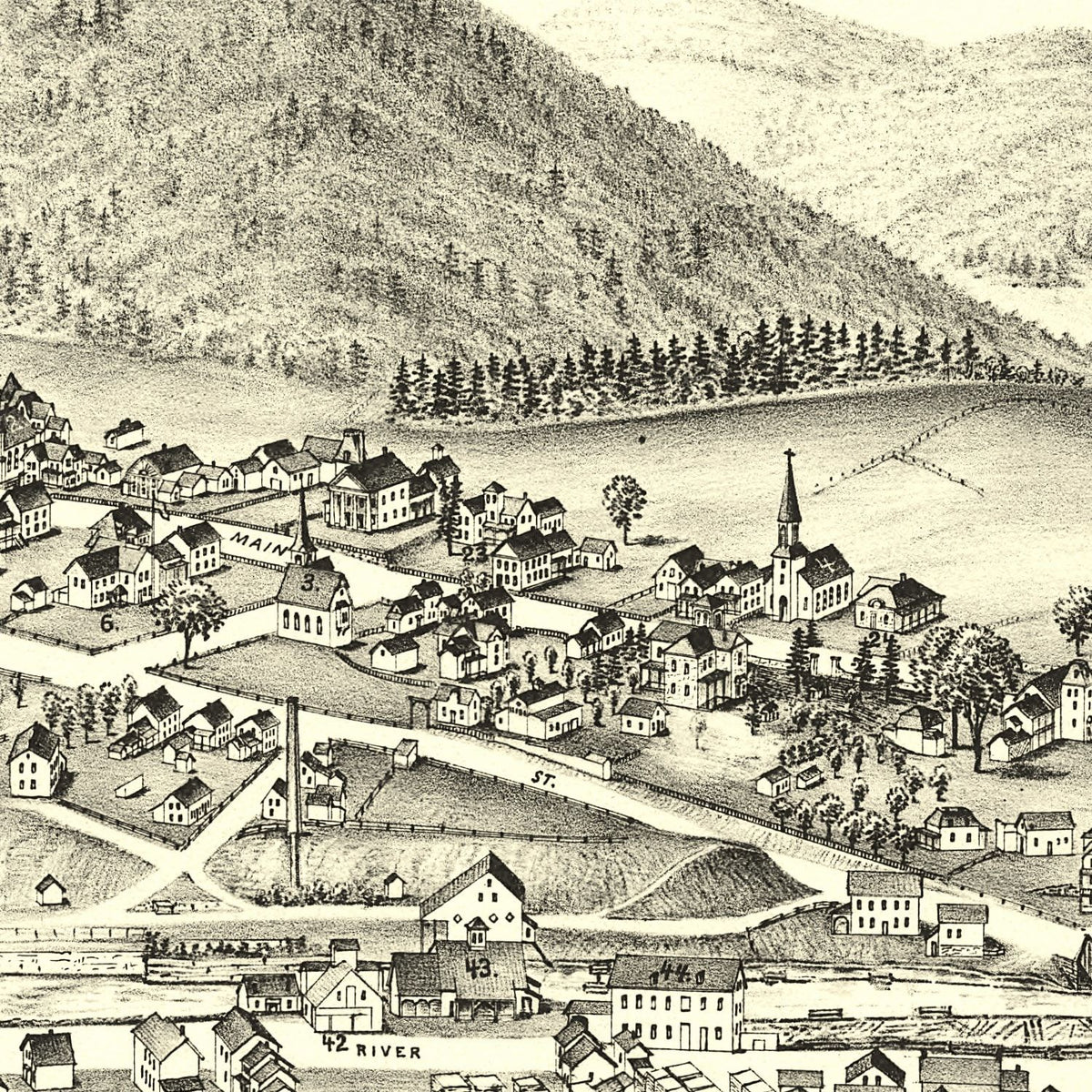 Restored historic details from the 1891 city map of Warrensburgh, New York