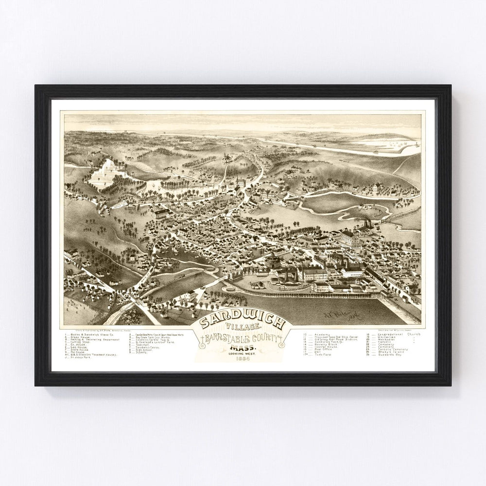 Sandwich Village Vintage Map 1884