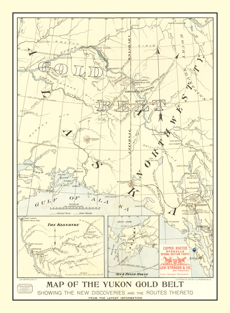 Size comparison using Vintage Yukon Gold Belt Map 1897