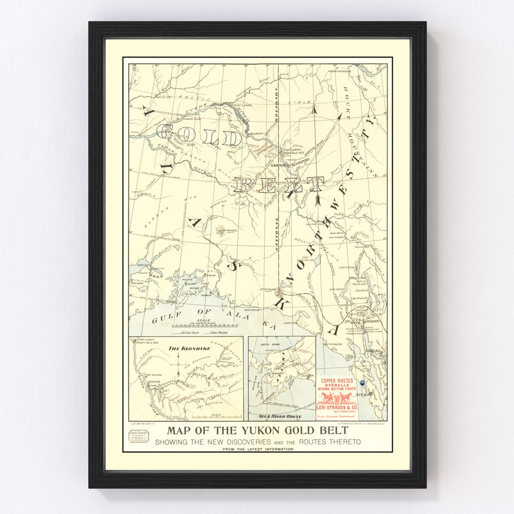 Yukon Gold Belt Vintage Map 1897