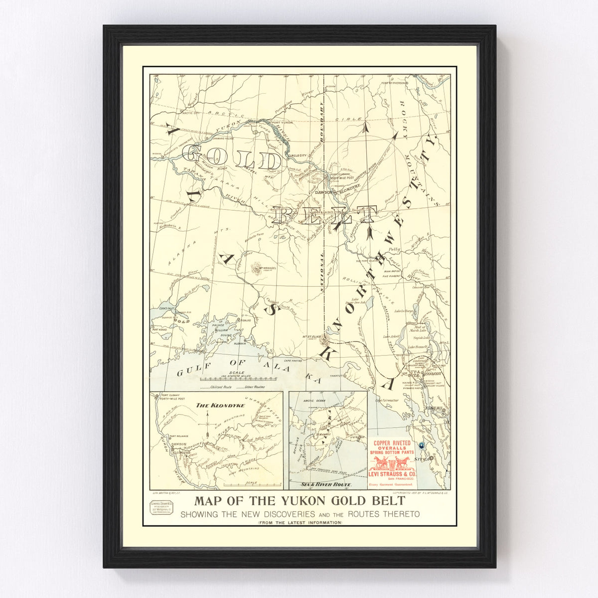 Yukon Gold Belt Vintage Map 1897