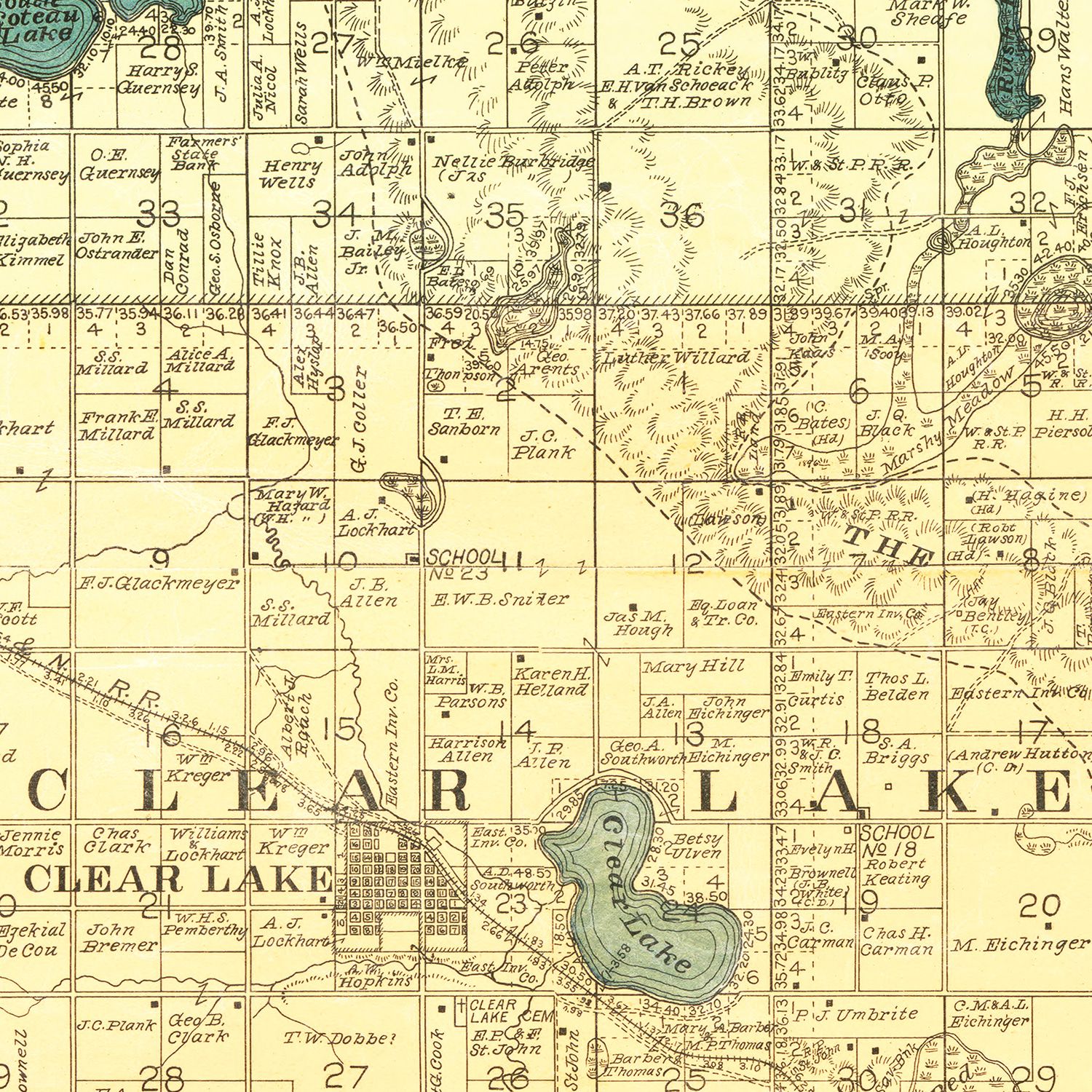 Restored historic details from the 1899 county map of Deuel County, South Dakota