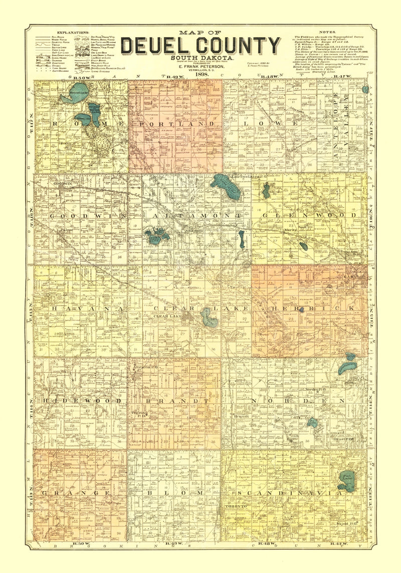 Size comparison using Vintage Map of Deuel County, South Dakota 1899