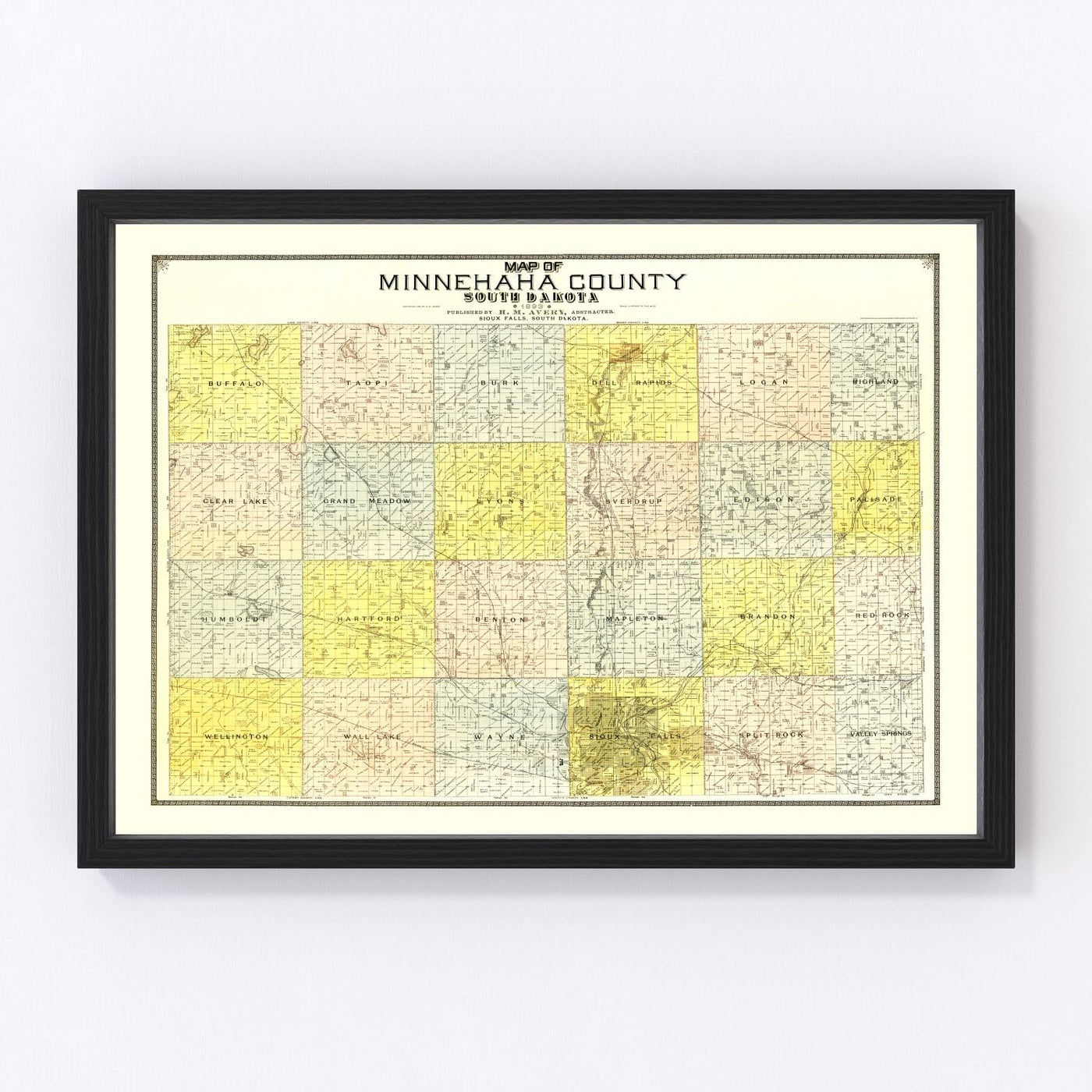 Minnehaha County Vintage Map 1893