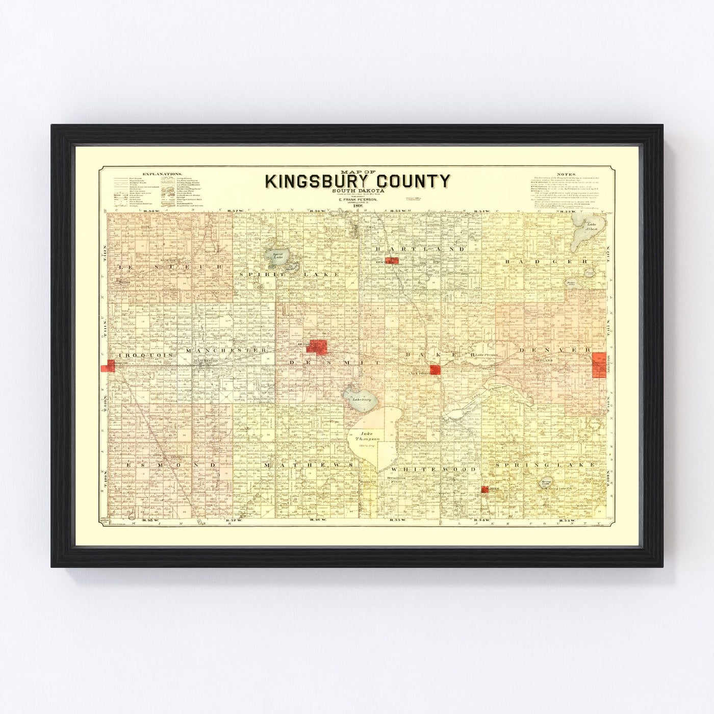 Kingsbury County Vintage Map 1899