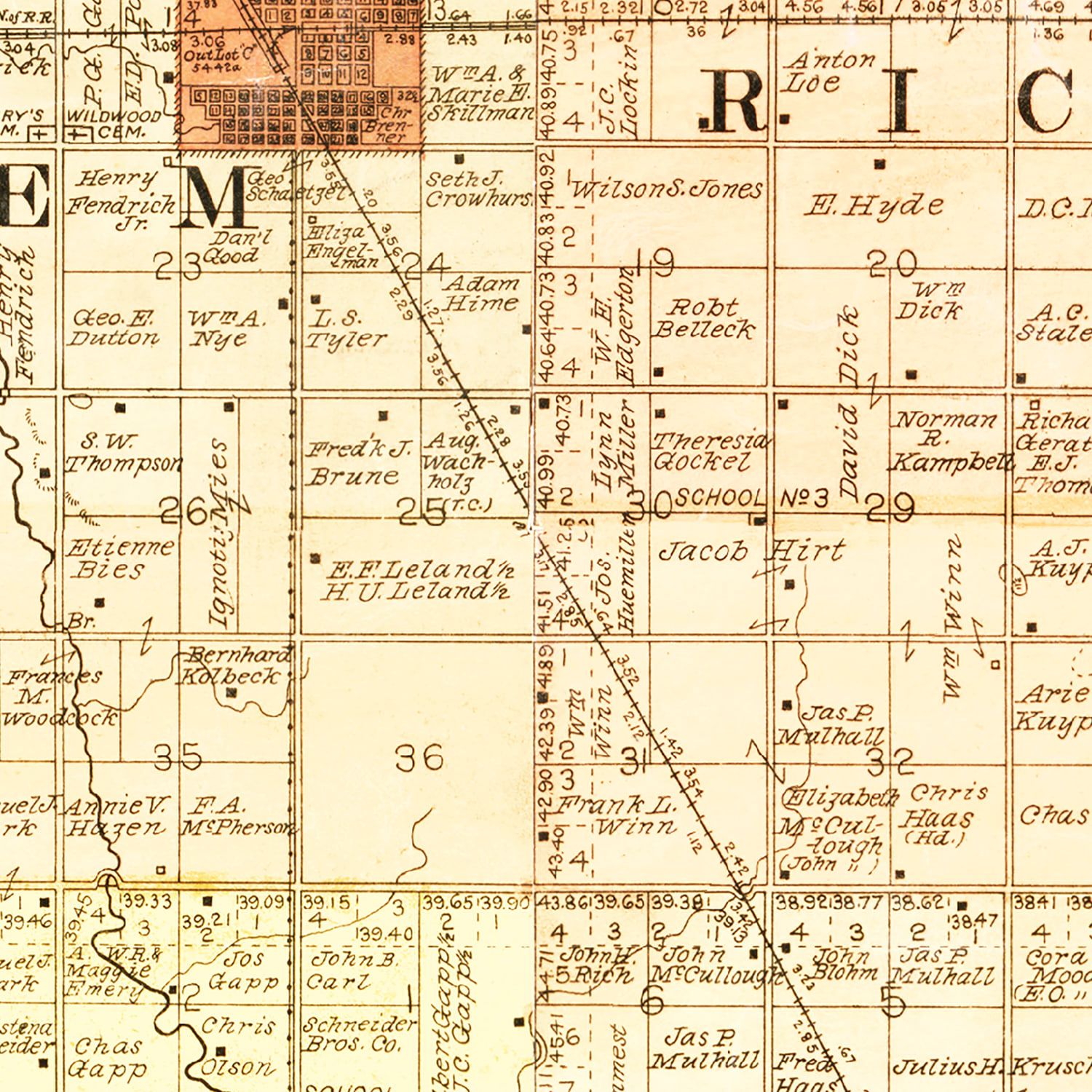 Restored historic details from the 1900 county map of McCook County, South Dakota