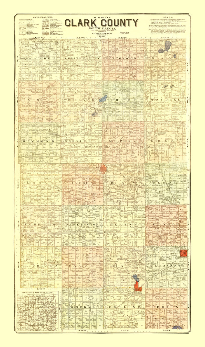 Size comparison using Vintage Map of Clark County, South Dakota 1900