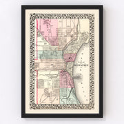 Milwaukee Vintage Map 1877