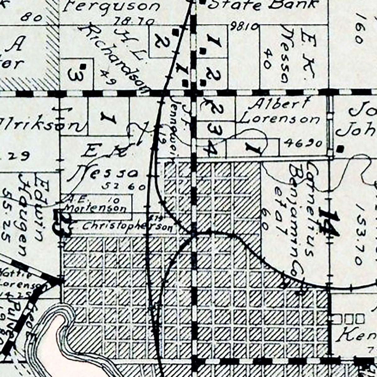 Restored historic details from the 1929 township map of Lincoln County, South Dakota