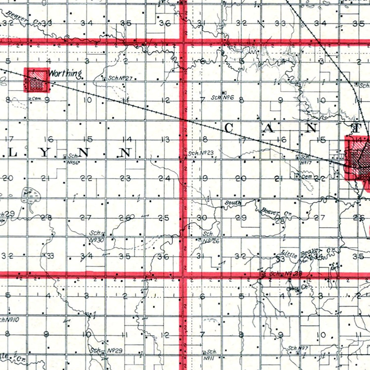 Restored historic details from the 1904 county map of Lincoln County, South Dakota