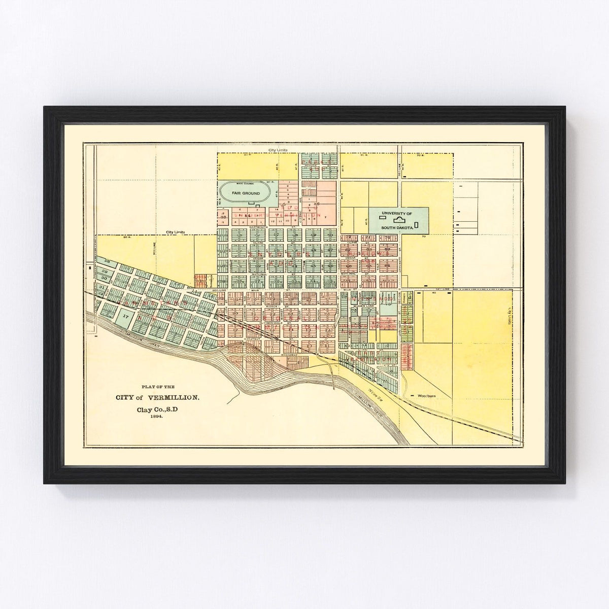 Vermillion Vintage Map 1894