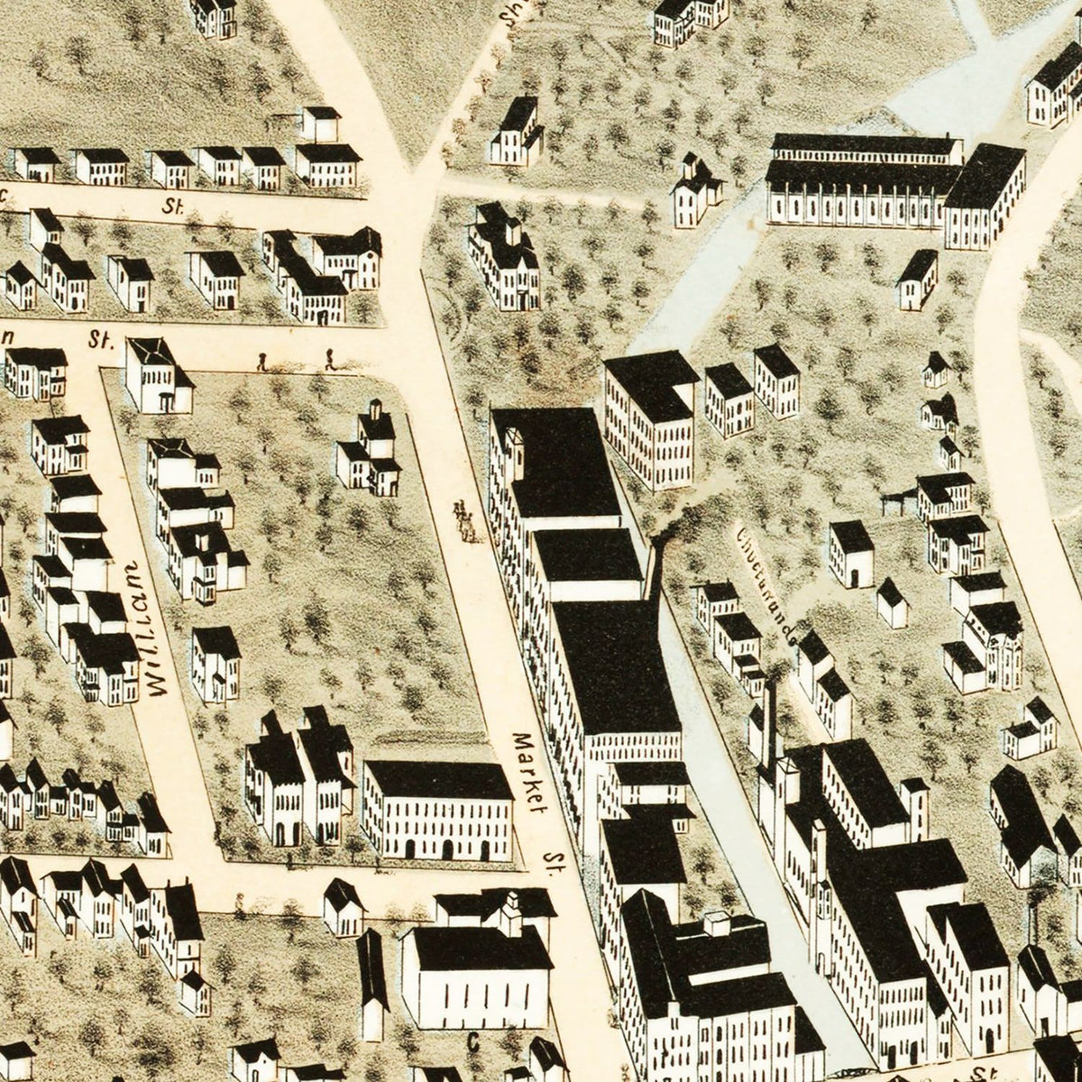 Restored historic details from the 1875 city map of Amsterdam, New York