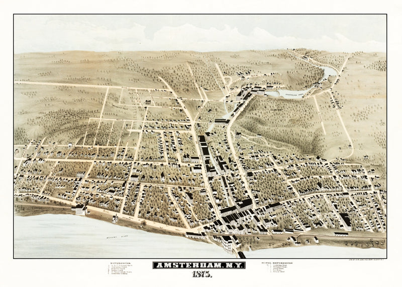 Size comparison using Vintage Map of Amsterdam, New York 1875