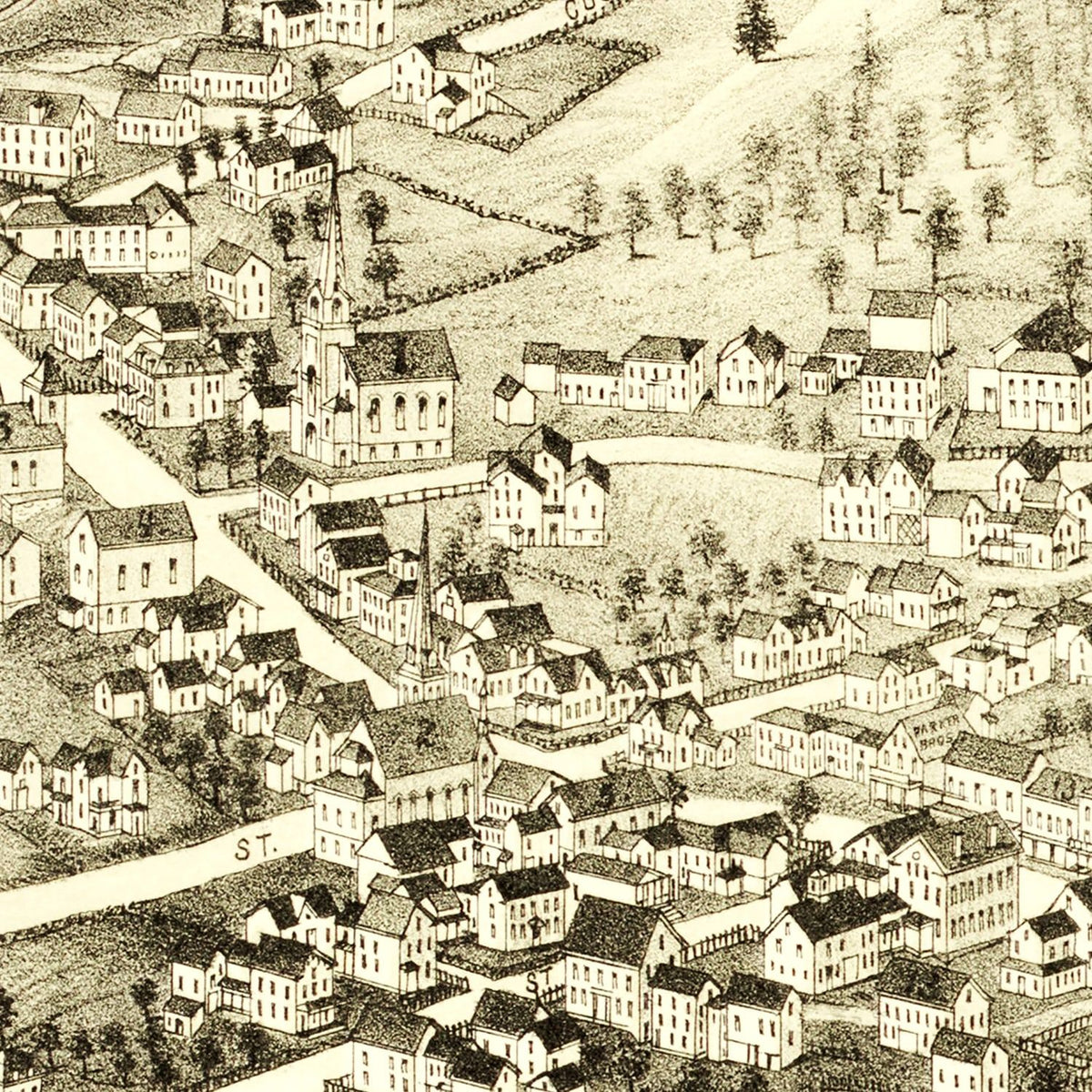 Restored historic details from the 1886 city map of Ashburnham, Massachusetts