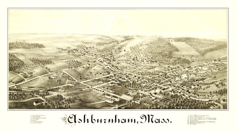 Size comparison using Vintage Map of Ashburnham, Massachusetts 1886