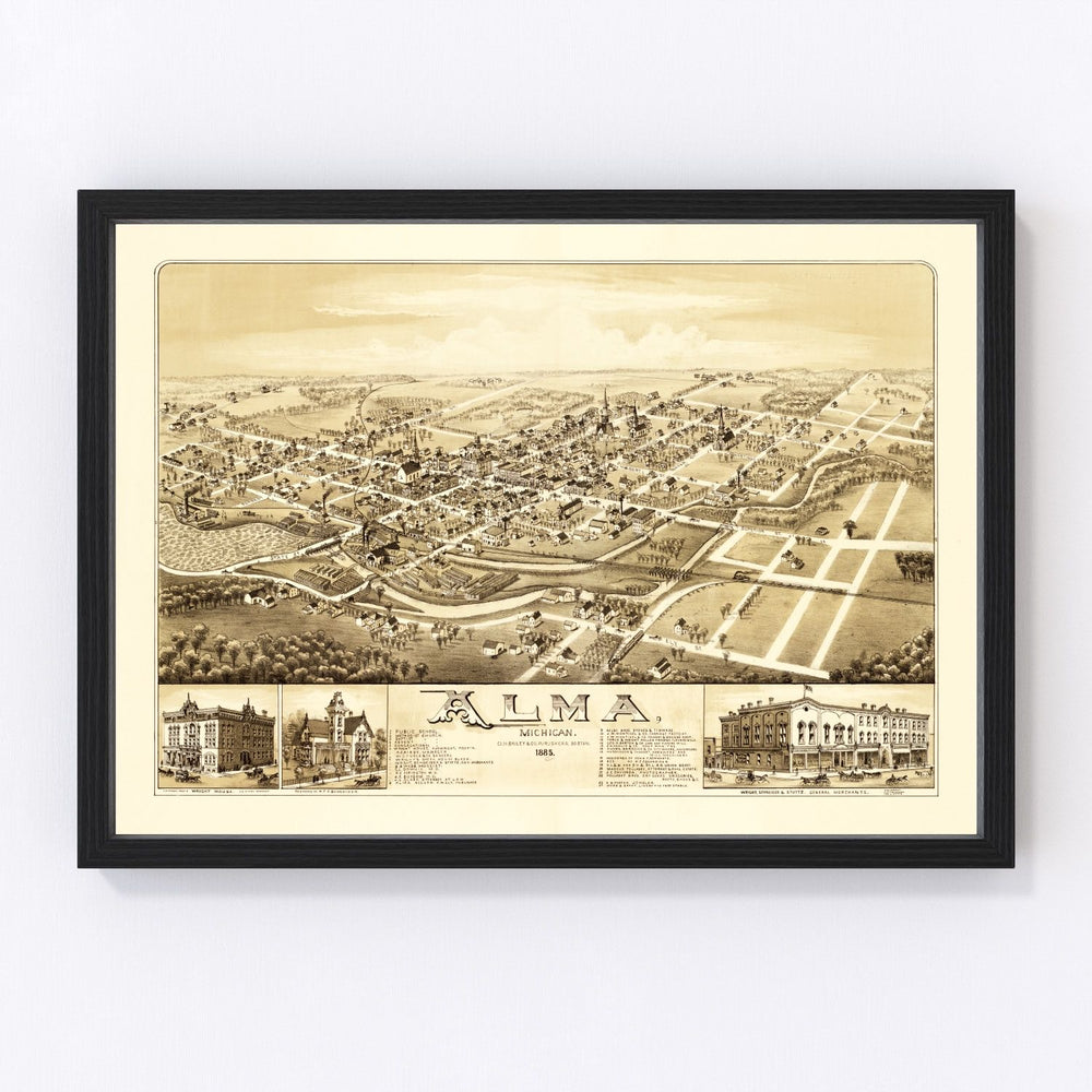 Alma Vintage Map 1885