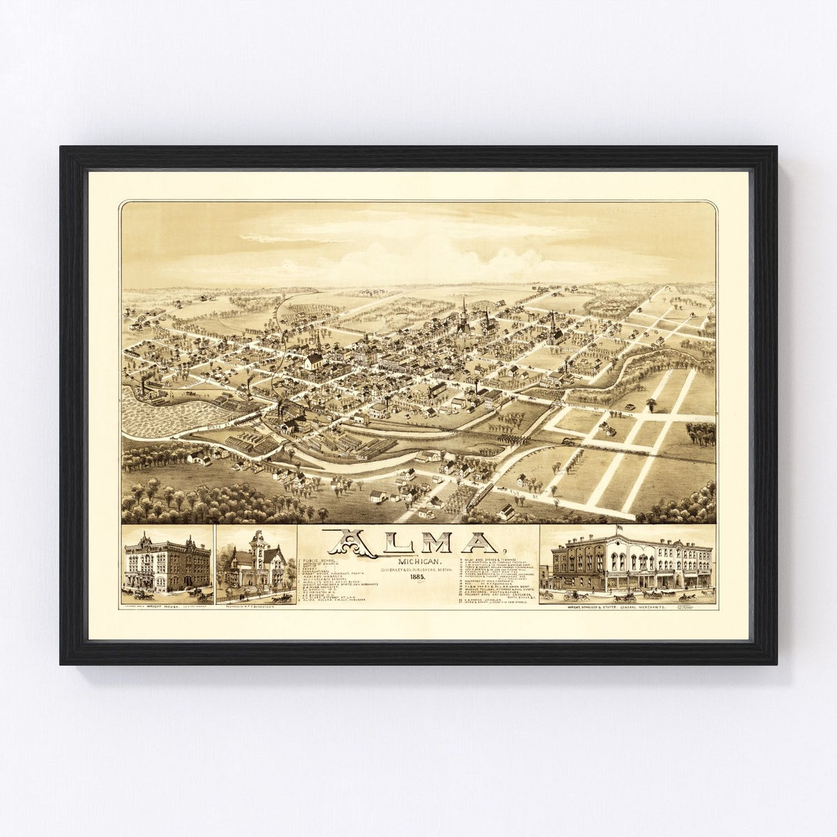 Alma Vintage Map 1885