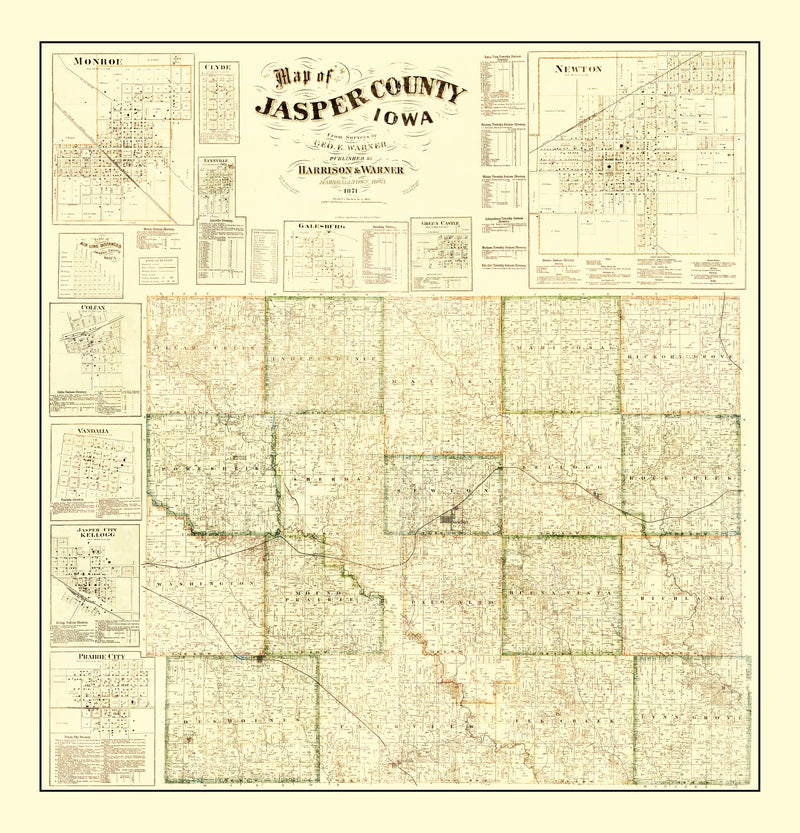 Size comparison using Vintage Map of Jasper County, Iowa 1871