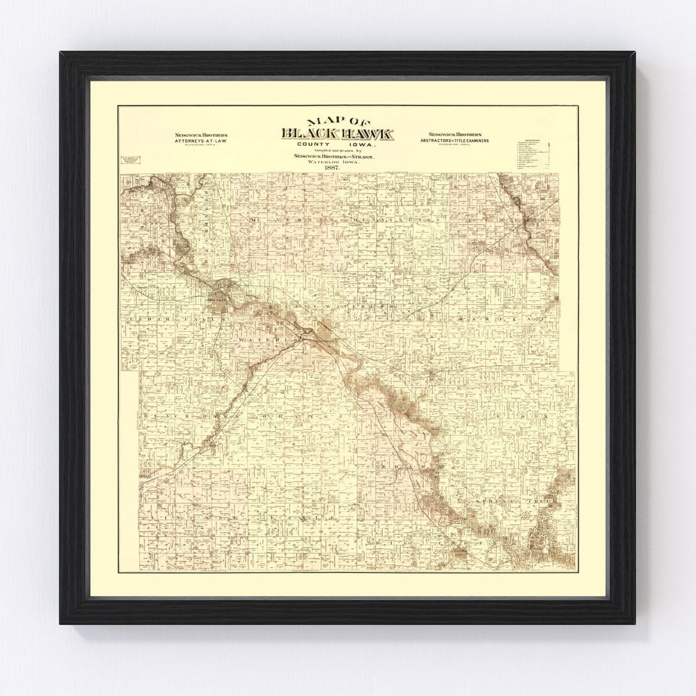 Black Hawk County Vintage Map 1887