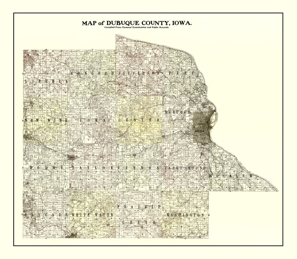 Vintage Map of Dubuque County, Iowa 1900 print style example