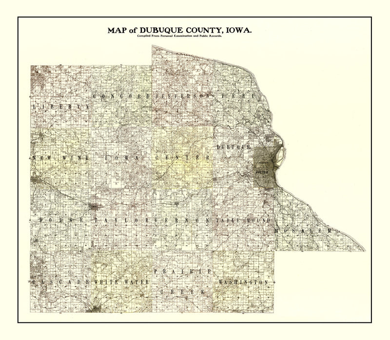 Size comparison using Vintage Map of Dubuque County, Iowa 1900