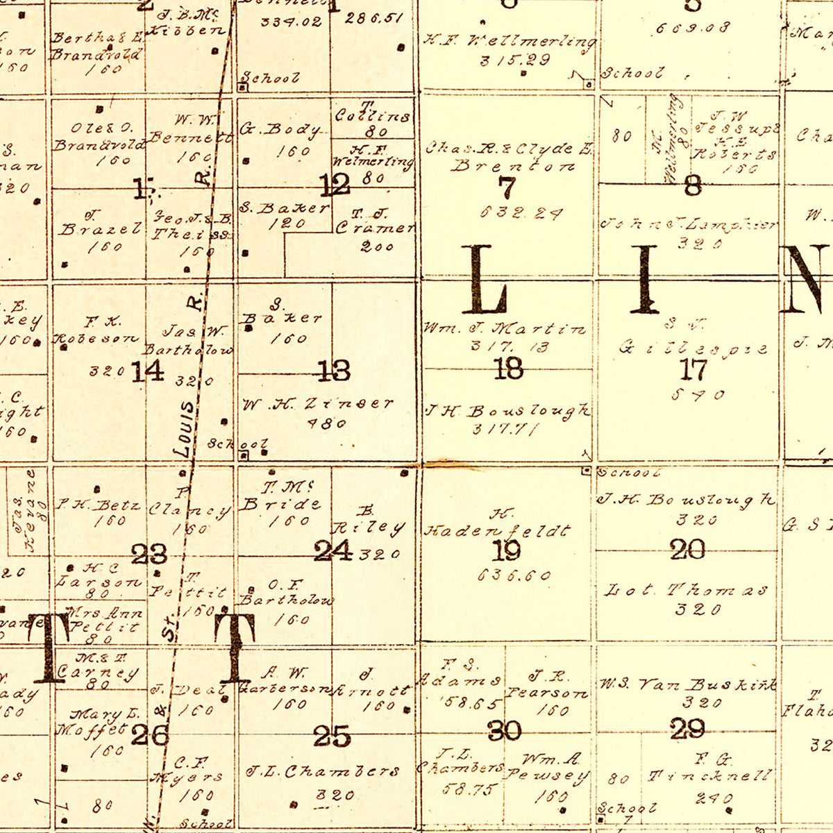 Restored historic details from the 1901 county map of Buena Vista County, Iowa