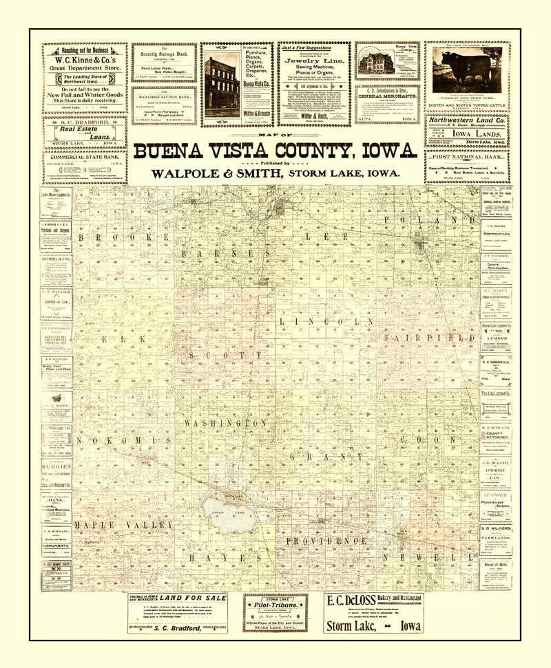 Size comparison using Vintage Map of Buena Vista County, Iowa 1901