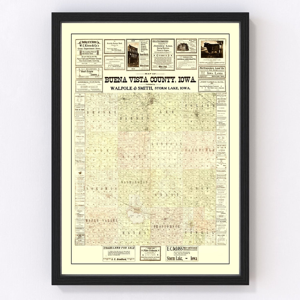 Buena Vista County Vintage Map 1901