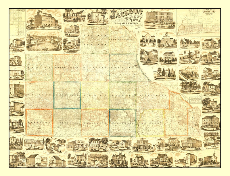 Size comparison using Vintage Map of Jackson County, Iowa 1867