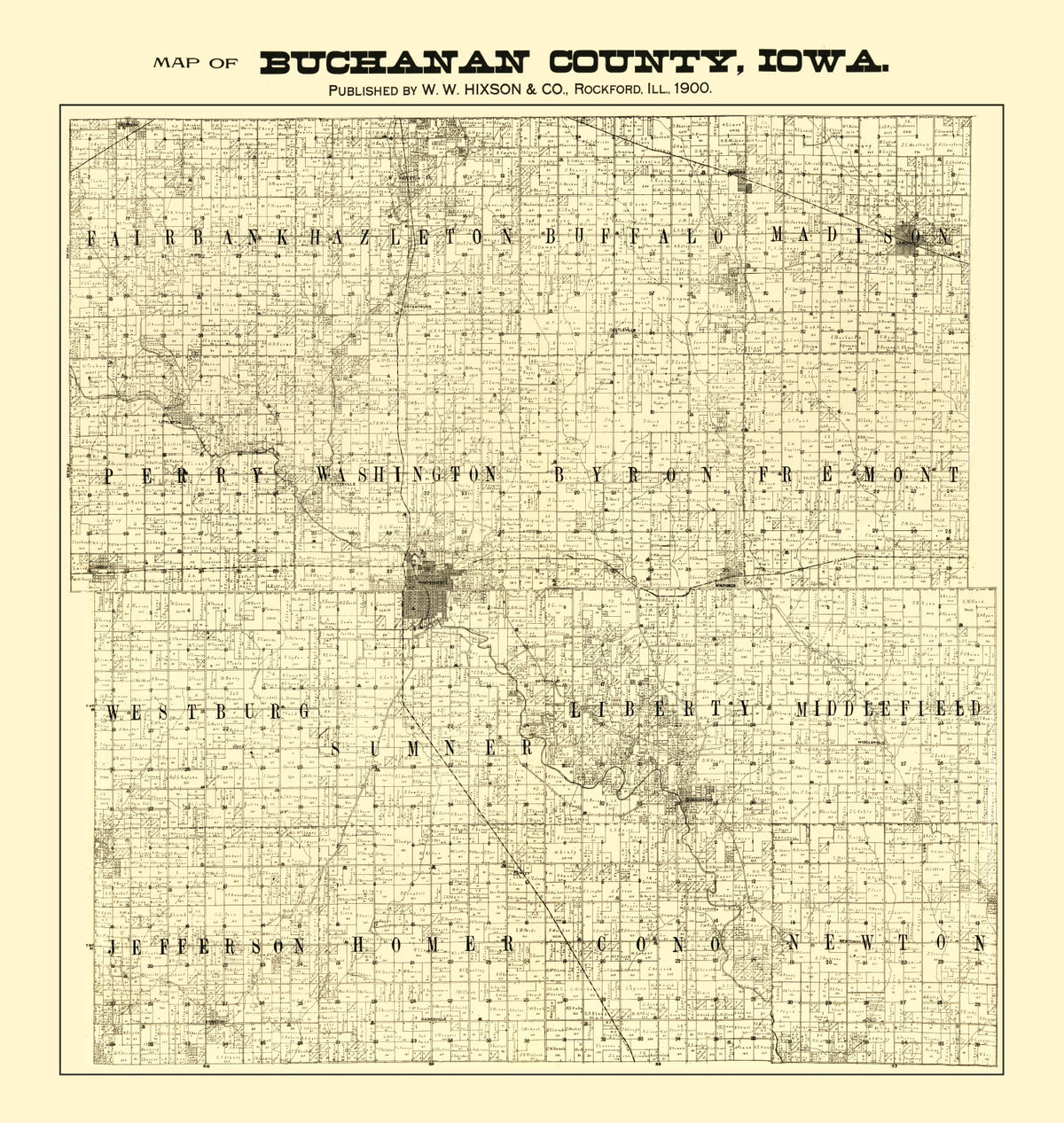 Preview of Vintage Map of Buchanan County, Iowa 1900