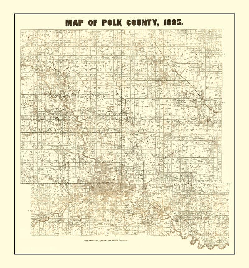 Size comparison using Vintage Map of Pok County, Iowa 1895