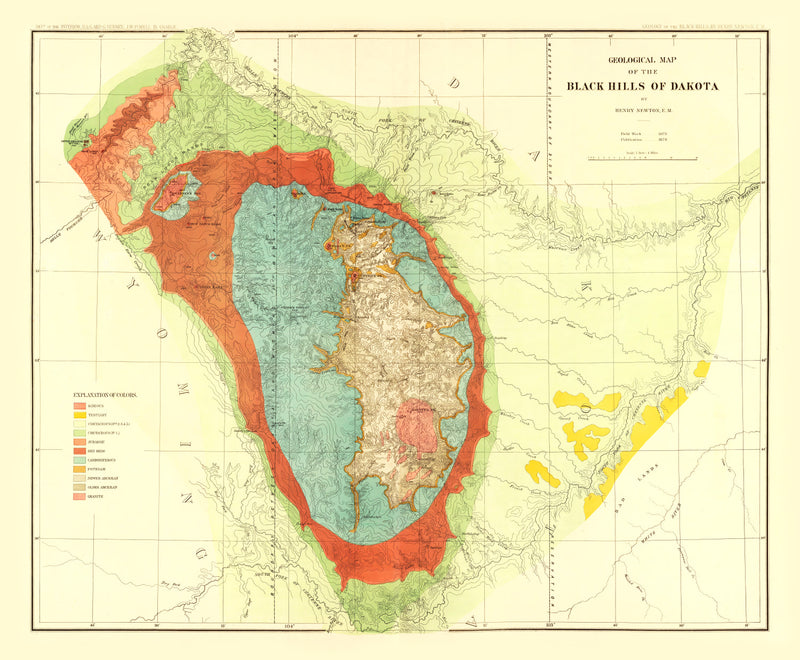 Size comparison using Old Geological Map of the Black Hills 1879