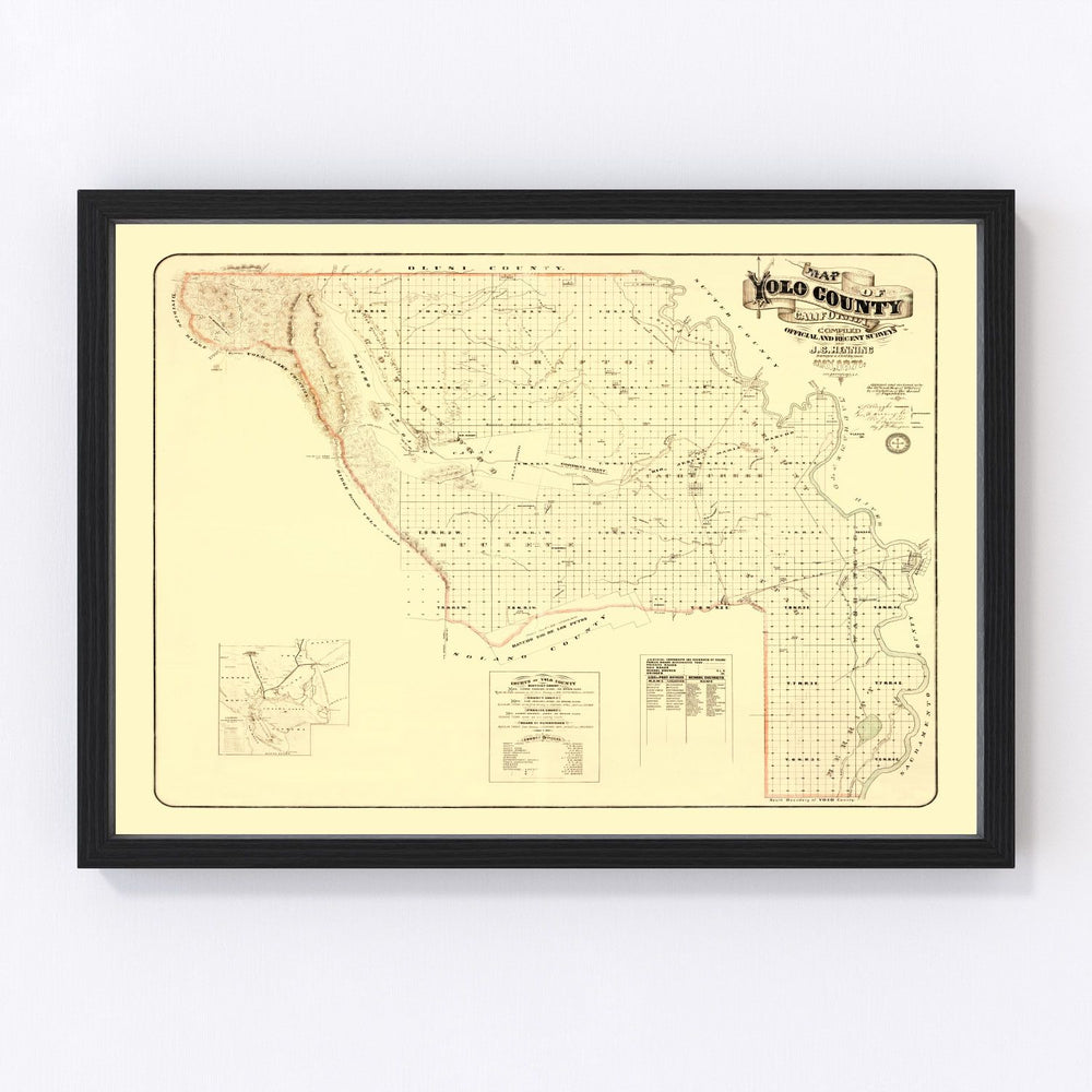 Yolo County Vintage Map 1871