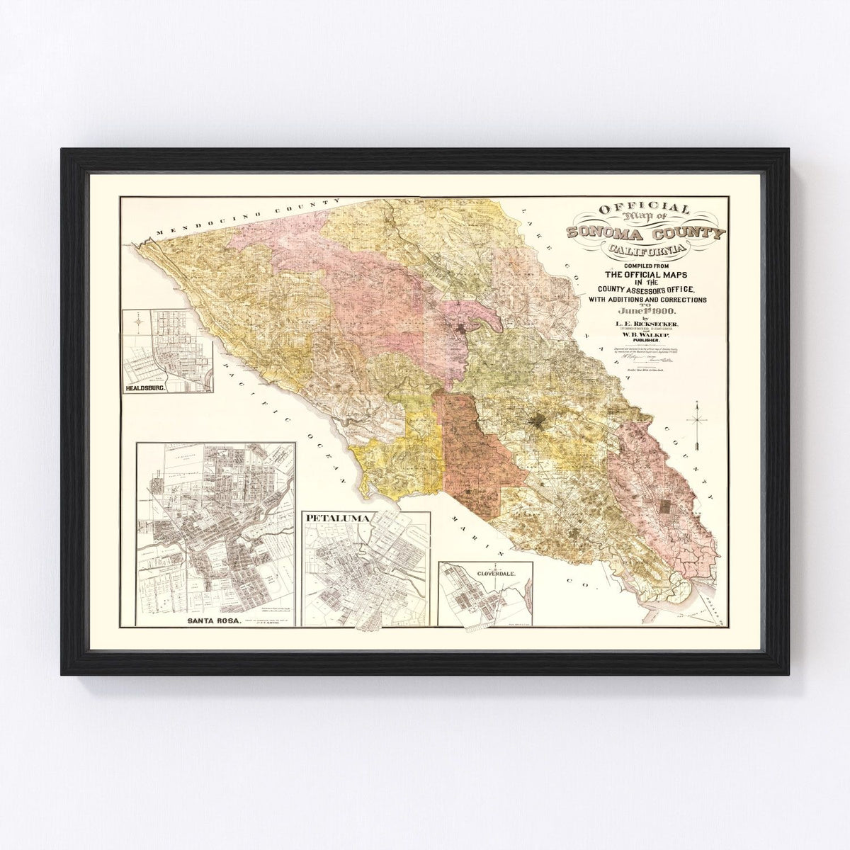 Sonoma County Vintage Map 1900