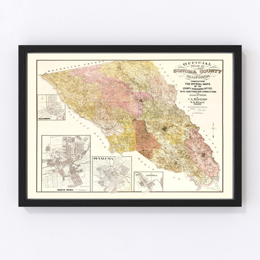 Sonoma County Vintage Map 1900