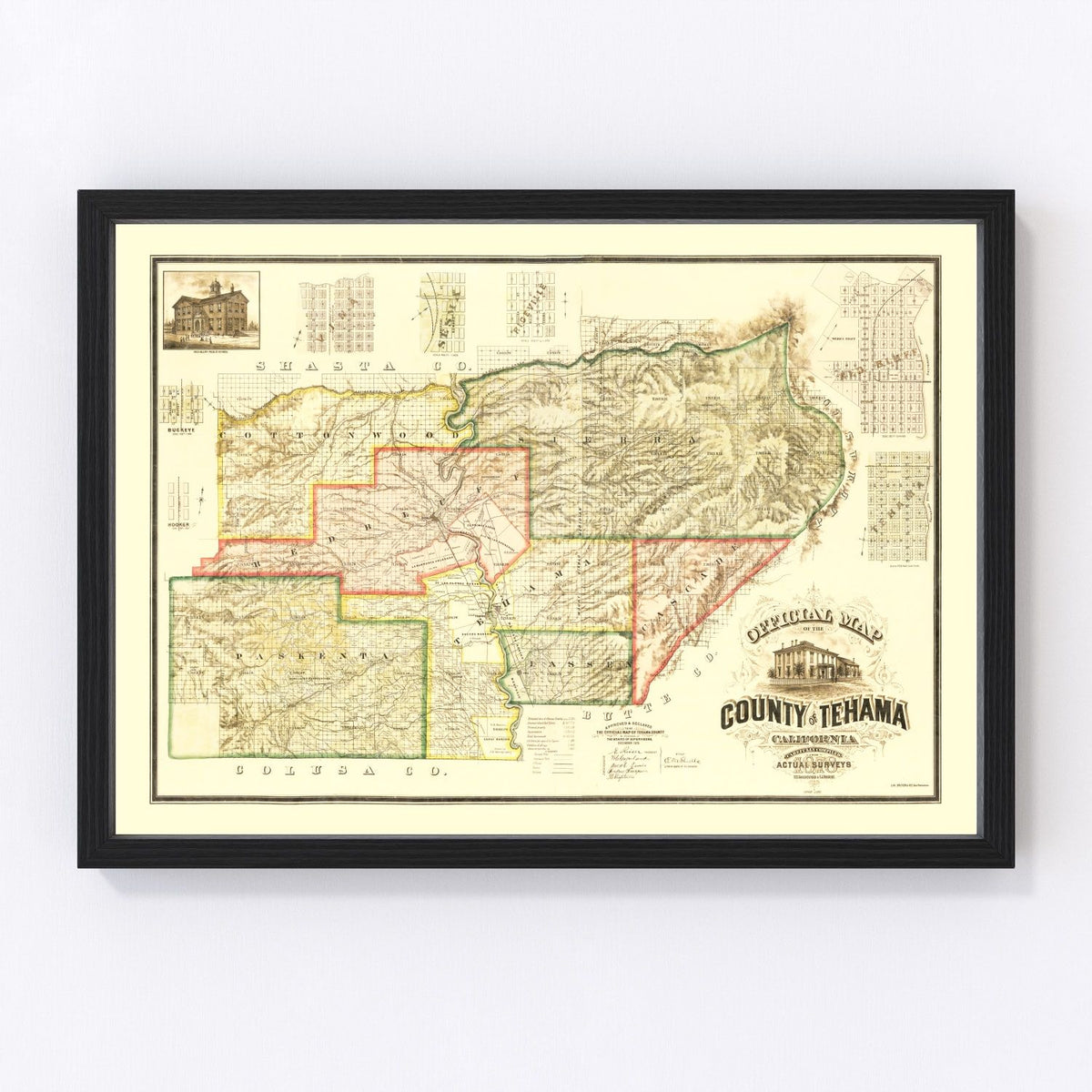 Tehama County Vintage Map 1878