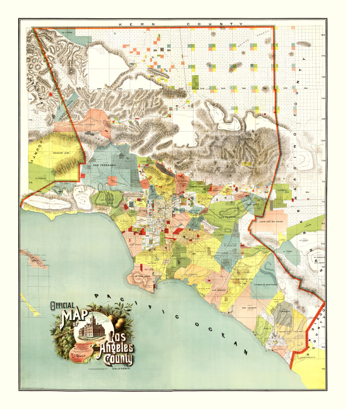Preview of Vintage Map of Los Angeles County, California 1888