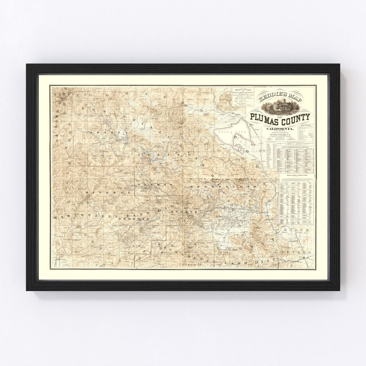Plumas County Vintage Map 1892