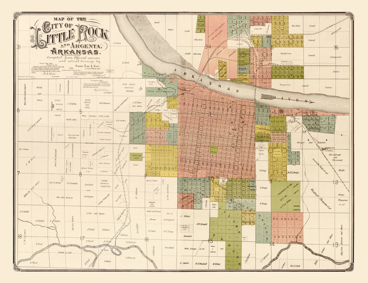 Preview of Vintage Map of Little Rock, Arkansas 1888