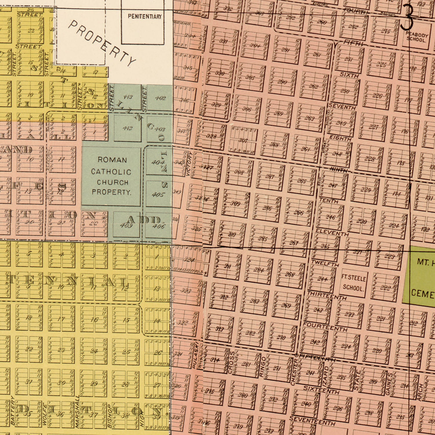 Restored historic details from the 1888 city map of Little Rock, Arkansas