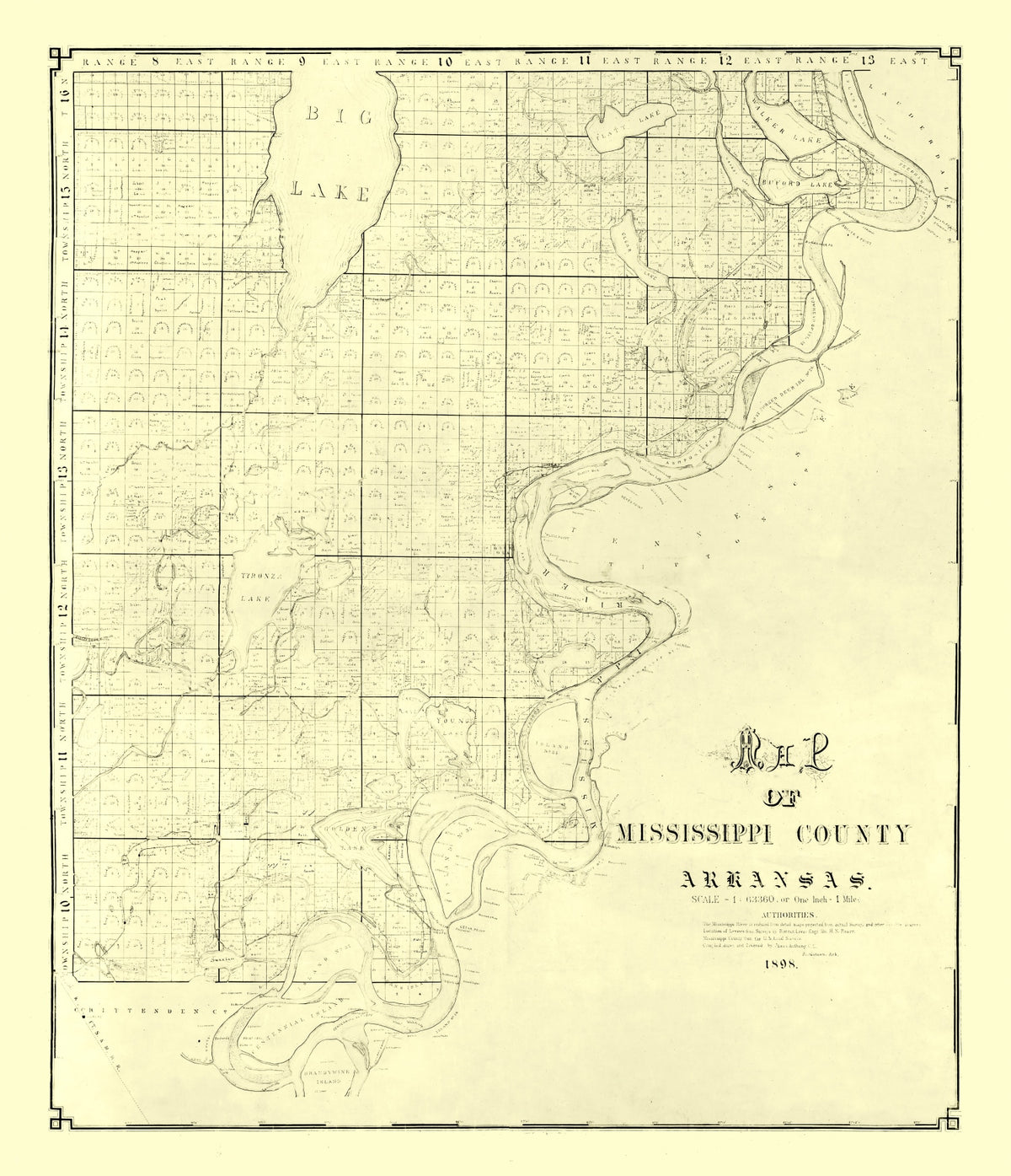 Preview of Vintage Map of Mississippi County, Arkansas 1898