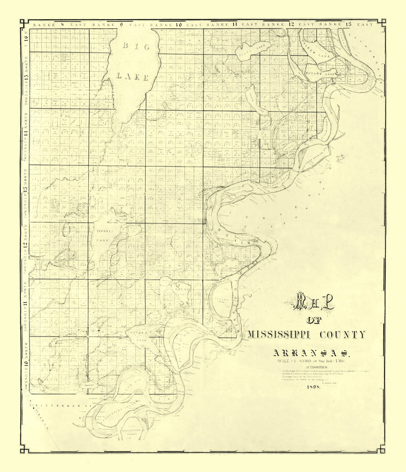 Size comparison using Vintage Map of Mississippi County, Arkansas 1898