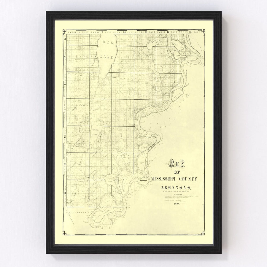 Vintage Map of Mississippi County, Arkansas 1898